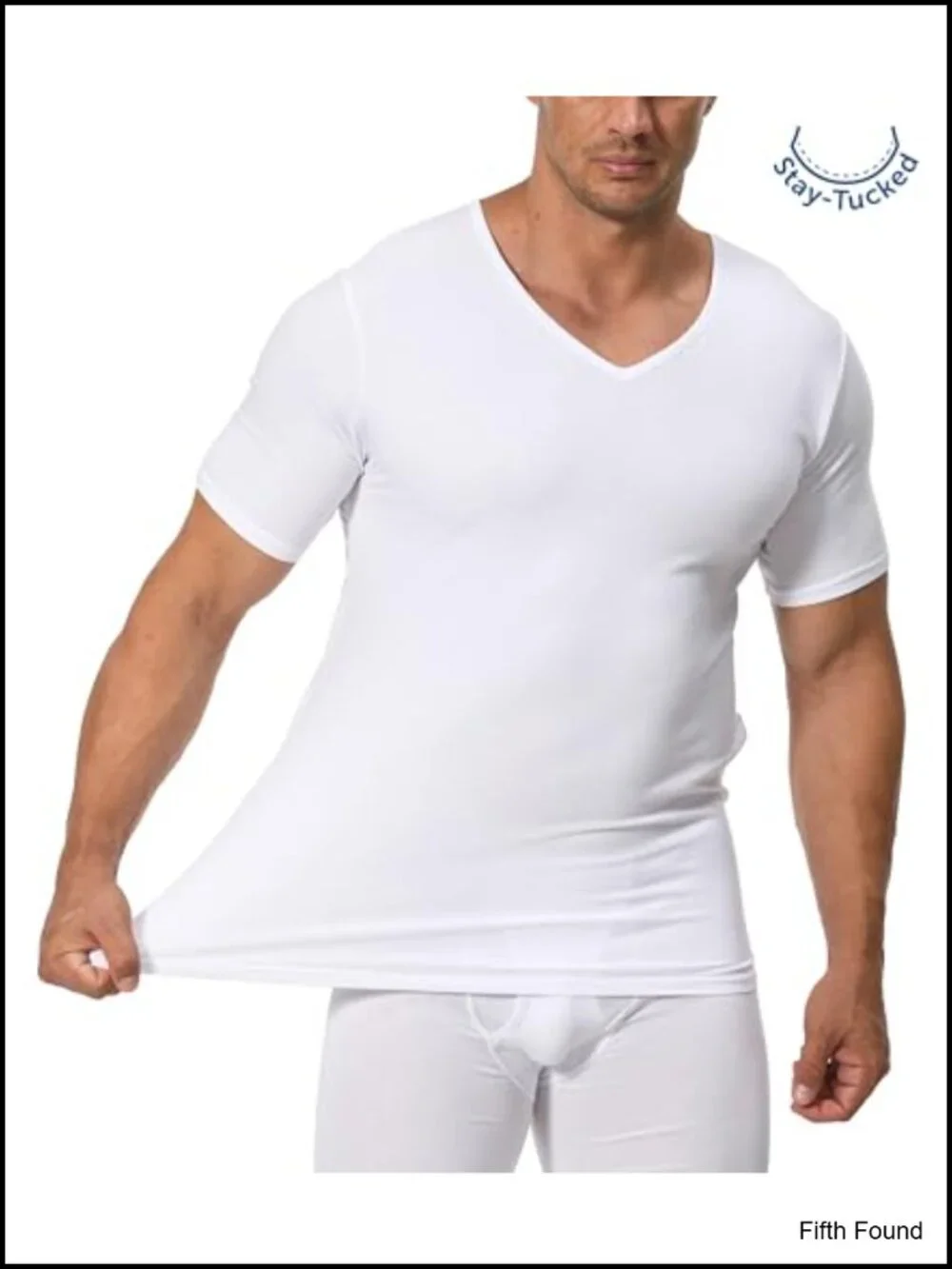 Men's 3-Pack Cotton Spandex V-Neck Undershirts Stretchy Long Hem